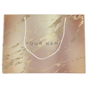 Custom Marble Gold Metallic Abstract Copper Blush Large Gift Bag