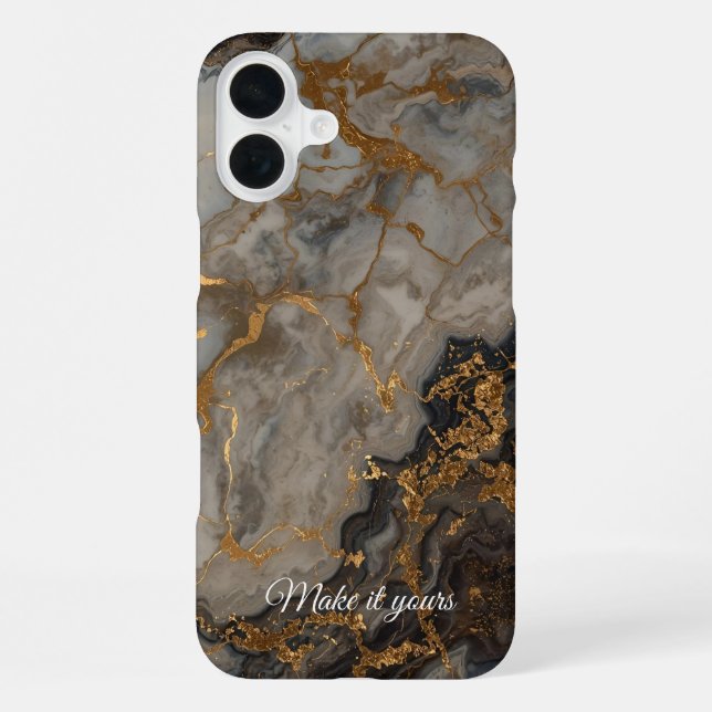 Custom Marble Name Phone Case – Elegant Gold Vein  (Back)