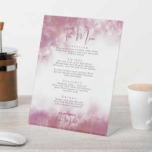 Custom Marble watercolor wedding Table Menu items Pedestal Sign