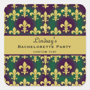 Custom Mardi Gras Bachelorette Party Square Sticker