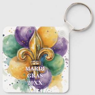 Custom Mardi Gras Colors Key Ring