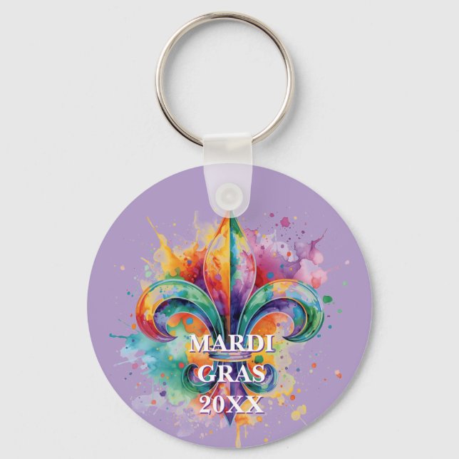 Custom Mardi Gras Colors Key Ring (Front)