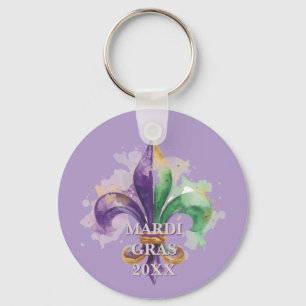 Custom Mardi Gras Colors Key Ring