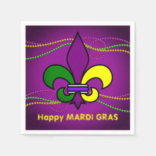 Custom MARDI GRAS Fleur de Lis Disposable Cocktail Napkin
