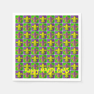 Custom MARDI GRAS Fleur de Lis Disposable Paper Napkin