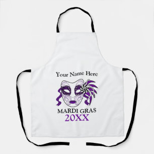Custom Mardi Gras with a festival mask Apron