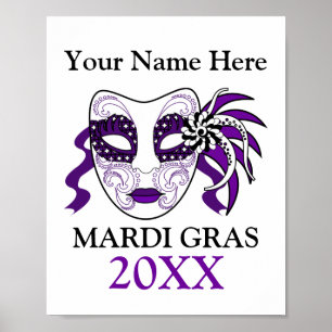 Custom Mardi Gras with a festival mask Poster
