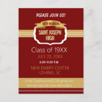 Custom Maroon 50th Class Reunion Invite