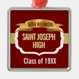 Custom Maroon 50th Class Reunion  Metal Tree Decoration