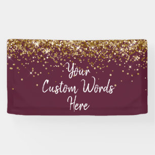 Custom Maroon and Gold Birthday Party Photo Booth Banner