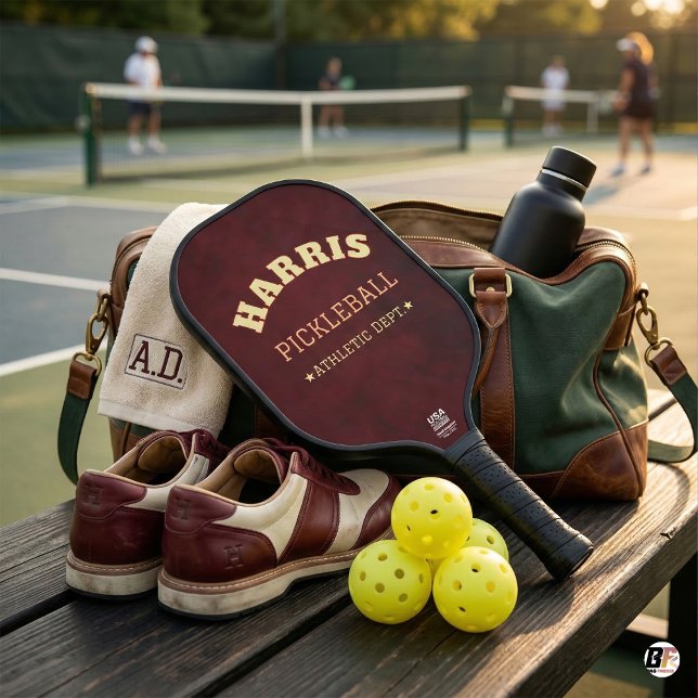 Custom Maroon Collegiate Personalise with Name  Pickleball Paddle (Creator Uploaded)