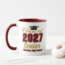 Custom Maroon Gold Class of 2027 Senior
