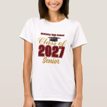 Custom Maroon Gold Class of 2027 Senior Women's