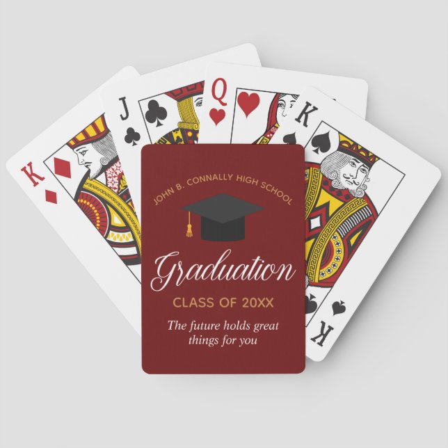 Custom Maroon Graduation 2024 Graduate Gift Playing Cards (Back)