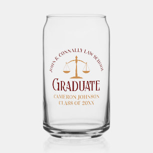 Custom Maroon Law School Graduation Commemorative Can Glass