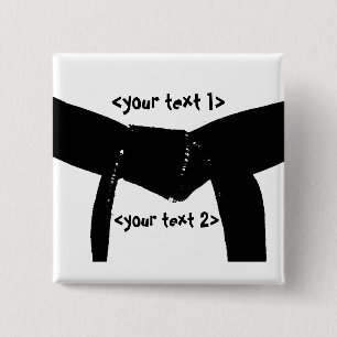 Custom Martial Arts Basic Black Belt Square Button