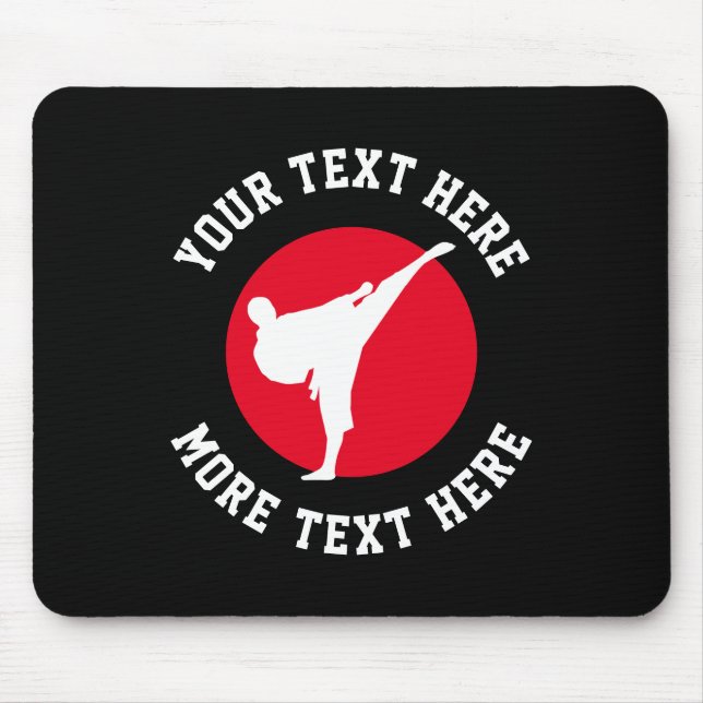 Custom martial arts karate kick silhouette mouse pad (Front)
