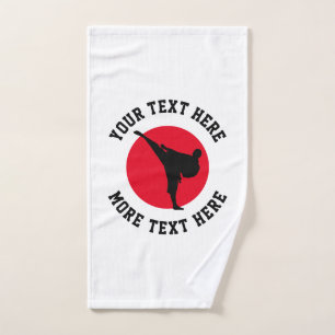 Custom martial arts karate school logo hand towel