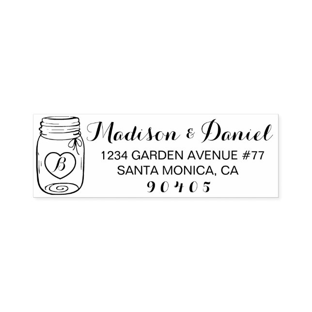 Custom Mason Jar Address Stamp, Self Inking stamp (Design)
