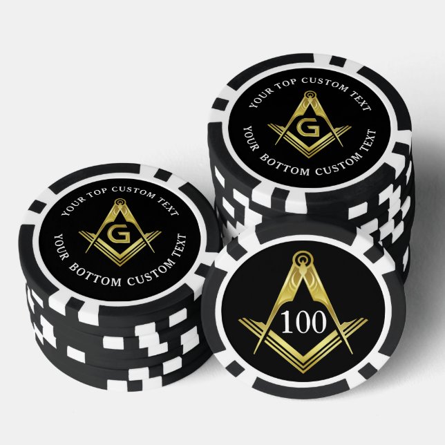 Custom Masonic Poker Chips | Square and Compass (Stack)