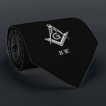 Custom Masonic Ties |  Monogram Freemason Gift<br><div class="desc">Personalise these custom masonic ties with your own monogram initials! These freemason neckties make for a truly personal gift to another brother, friend or family member. The design is comprised of a modern white square and compass freemasonry symbol atop a black background with a template area for you to add...</div>