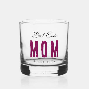 Custom Massage Best Ever Mom – Personalized Gift Whiskey Glass