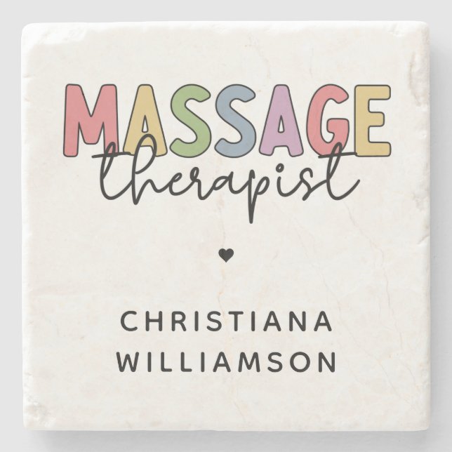Custom Massage Therapist | Massage Therapy Gifts Stone Coaster (Front)