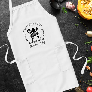 Custom Master Chef with Grilling Utensil Graphic Long Apron