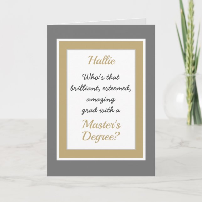 Custom Master's degree Congratulations card (Front)