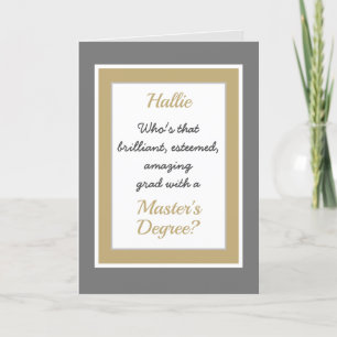 Custom Master's degree Congratulations card