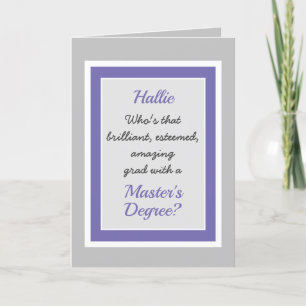 Custom Master's degree Congratulations card