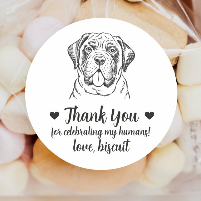 Custom Mastiff Dog Wedding Favour Stickers (Creator Uploaded)