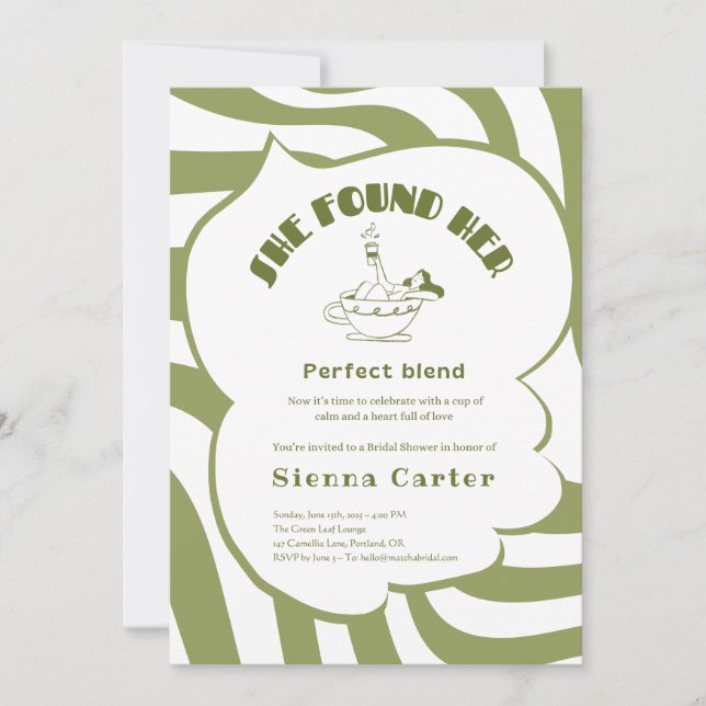 Custom Matcha Bridal Invite - Editable Template (Front)