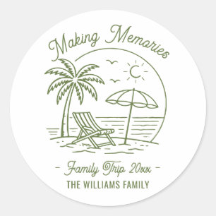 Custom Matching Vacation Family Trip Minimalist Classic Round Sticker