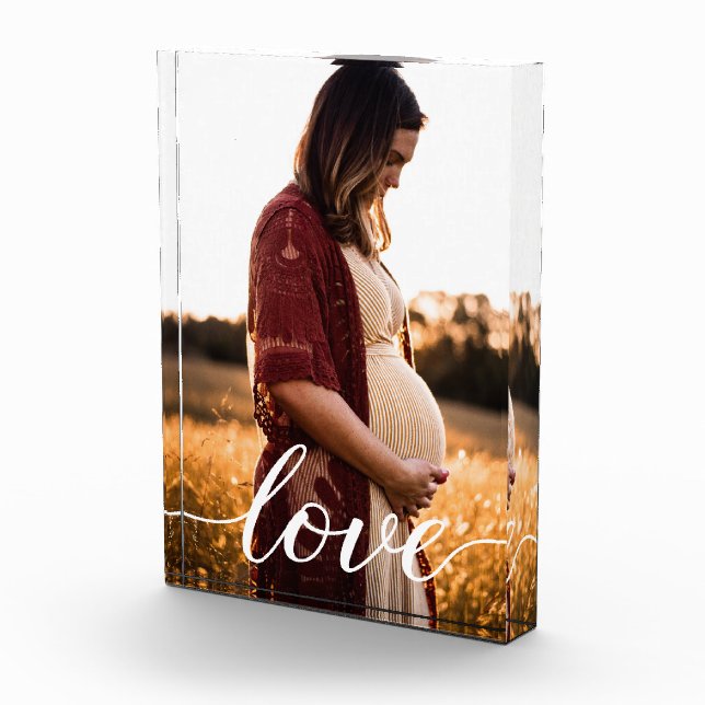 Custom maternity pregnancy photo Love script Block (Right)