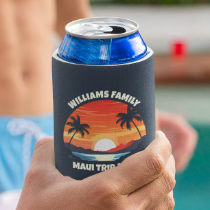 Custom Maui Trip Cool Sunrise Palm Trees Can Cooler