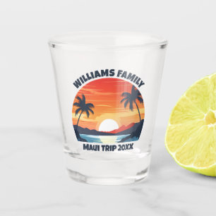 Custom Maui Trip Cool Sunrise Palm Trees Shot Glass