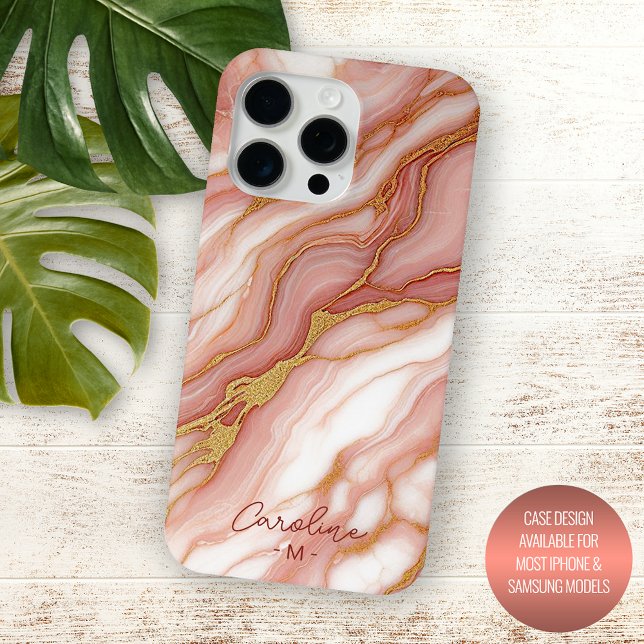 Custom Mauve Blush Pink Gold Marble Art Pattern Case-Mate iPhone Case (Creator Uploaded)