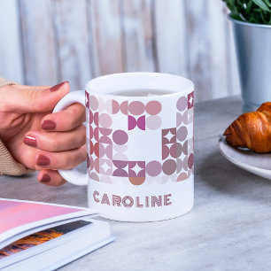 Custom Mauve Taupe Blush Pink Hip Art Pattern Coffee Mug