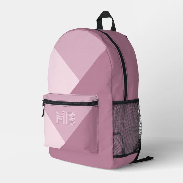 Custom Mauve Taupe Dusty Rose Blush Pink Printed Backpack (Back Corner Right)