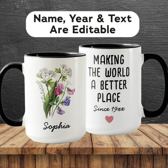 Custom May Birth Flower - Personalised Name Mug (Creator Uploaded)