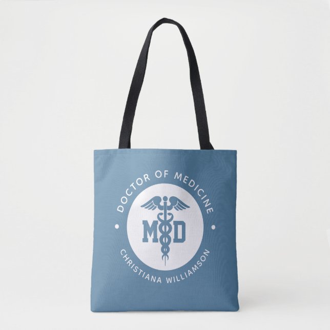 Custom MD Doctor of Medicine Doctor Graduation Tote Bag (Front)