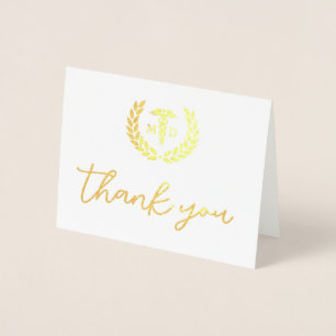 Custom MD Med School Graduation Party Thank You Foil Card