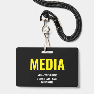 Custom Media Press Access Minimalist ESport Yellow ID Badge