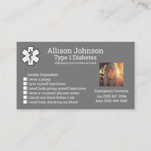 Custom Medical Alert Card Emergency Contacts