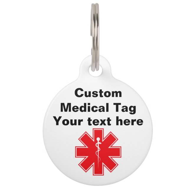 Custom Medical Alert Condition Dog Cat Pet Tag (Front)