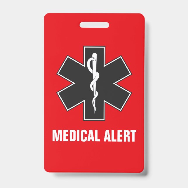 Custom Medical Alert ID & Emergency Contact Card Badge (Front)