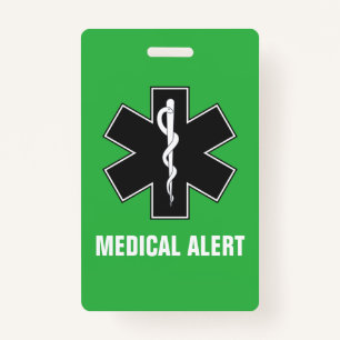 Custom Medical Alert ID & Emergency Contact Card ID Badge