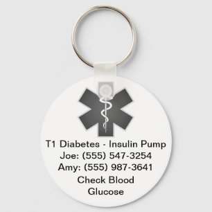 Custom Medical Alert Keychain Gray