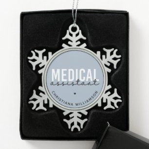 Custom Medical Assistant Clinical Assistant Gift Snowflake Pewter Christmas Ornament